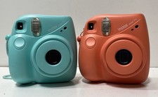 Fujifilm Instax Mini 7 Instant Film Camera Lot 2 Pieces Teal Coral Tested