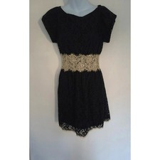 Pinky floral lace mini dress with eyelash trim size L large