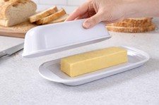Plato de Mantequilla con Tapa Encimera de Melamina Blanca Cocina Almacenamiento Nuevo