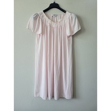 Miss Elaine Pink Ling Night Gown Nylon Floral Sz P small Vtg