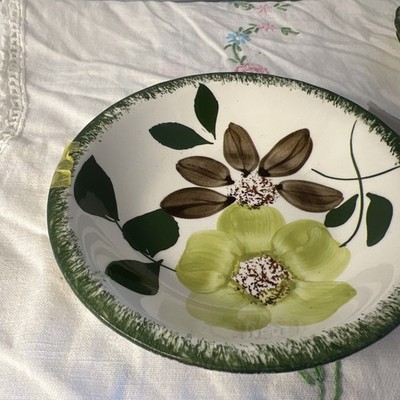 Blue Ridge hand painted fruit Bowl with small crack vintage American pottery,