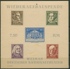 SBZ Th&uuml;ringen 1946 Wiederaufbau Theater Weimar Block 3 B aya , II. Wahl