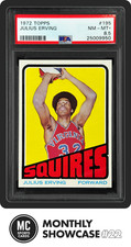 JULIUS ERVING PSA 8.5 1972-73 TOPPS BASKETBALL #195 ROOKIE CARD RC SQUIRES