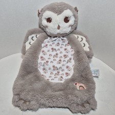 Douglas Baby Nova Owl Sshlumpie Plush Stuffed Lovey Flat Grey Peach Silky Soft