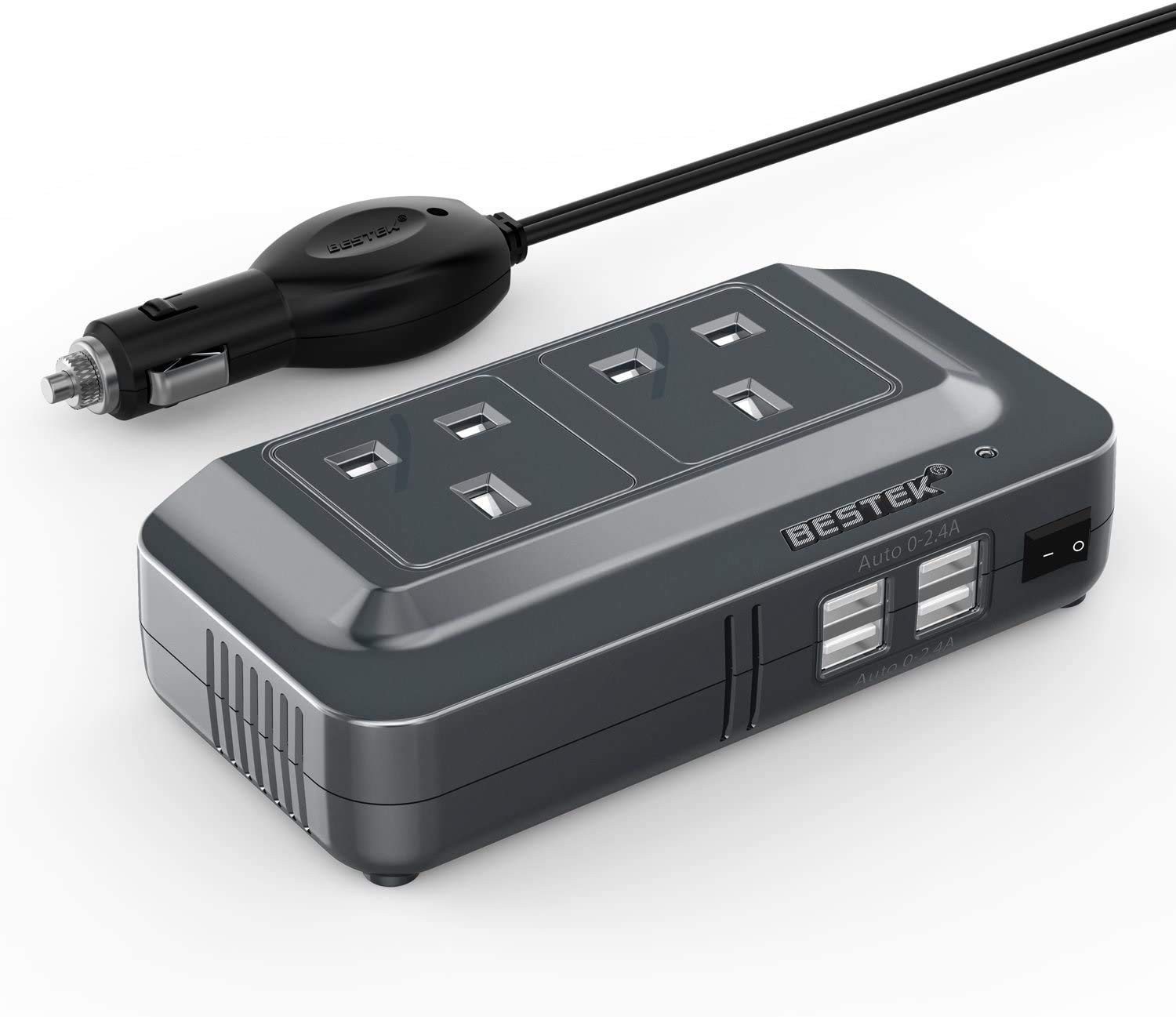 BESTEK Power Inverter 12V to 240V, 200W Car Voltage Converter Transformer wit...