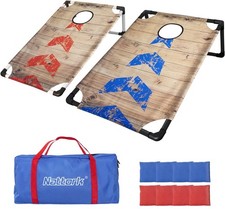 Portable Cornhole Set PVC Framed Corn Holes Outdoor Game Set with 2 Cornhole ...