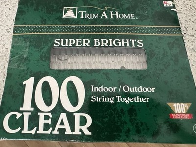 NOS Vintage Kmart 100 Clear Super Brights Indoor Outdoor String Lights UL