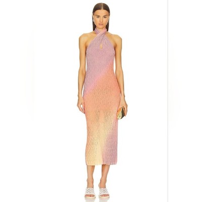 Jonathan Simkhai Felly Halter Dress Azalea Ombre Beach Women's Size Medium
