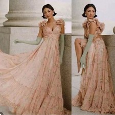 Mac Duggal RUFFLE TIERED FLORAL CUT-OUT CHIFFON GOWN. Style 67803 SIZE 6  