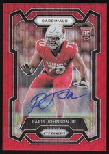 2023 Panini Prizm Rookie Auto Red Wave Paris Johnson Jr /149 Arizona Cardinals