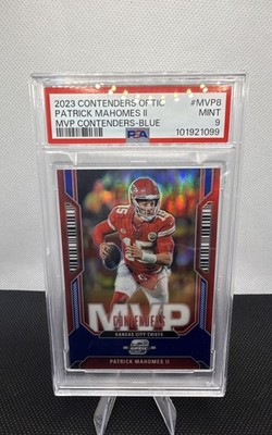 2023 Panini Contenders Optic MVP Patrick Mahomes 8 Blue Prizm /99 KS Chiefs