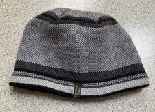 Screamer Gray Black striped Winter Ski Hat Cap Fleece Adult Aspen Snowmass EUC