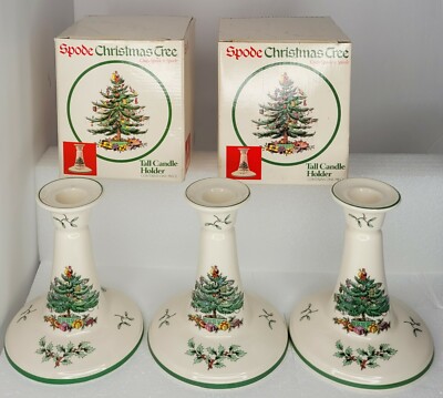 Spode Christmas Tree Tall Candle Holders 5