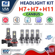 CANBUS H7+H7+H11 LED Headlight Bulb Kit High and low beam fog lights White 12v