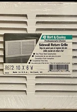 Sealed Hart & Cooley 10" x 6" Sidewall Return Grille R672