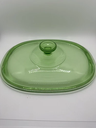 Vintage-04 Pyrex DC 1 1/2 A-green glass oval lid Casserole Baking Dish cover
