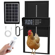 Solar Automatic Chicken Coop Door with Anti-Pinch/Timer/Light Sensor/LCD Display