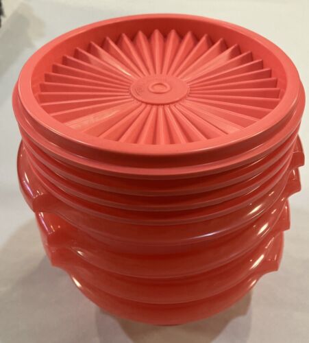 NEW Tupperware Servalier 10 oz bowl set of 4 light red watermelon pink FrEeShip - Picture 1 of 4