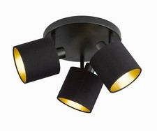 Reality Deckenlampe Tommy schwarz gold 28cm 2x40W E14 LED Stoffschirm R80332079