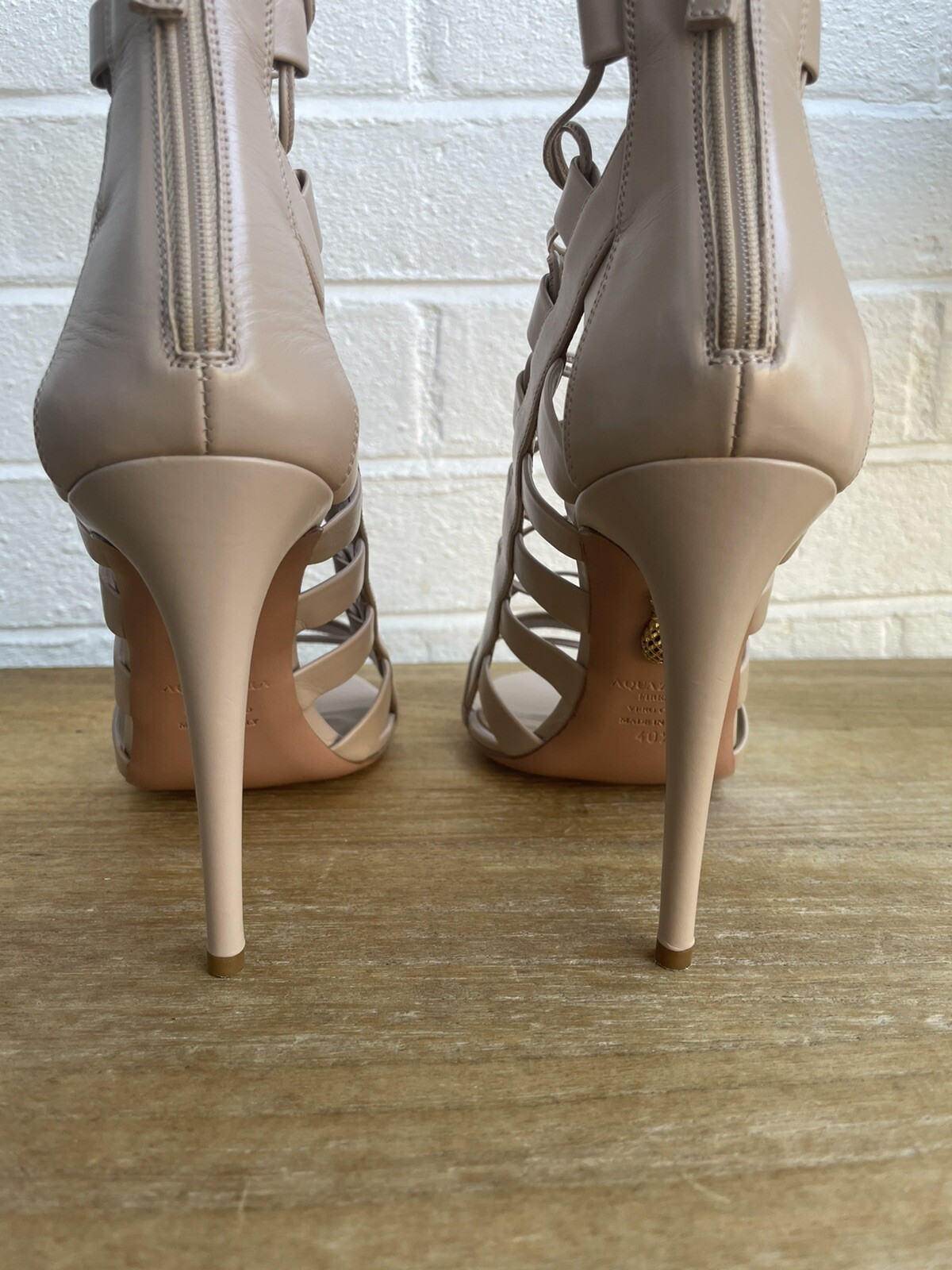 Aquazzura Nude Calf Leather Amazon 105 Heels New, Size 7.5 (40 1/2) (Read Below) image 3