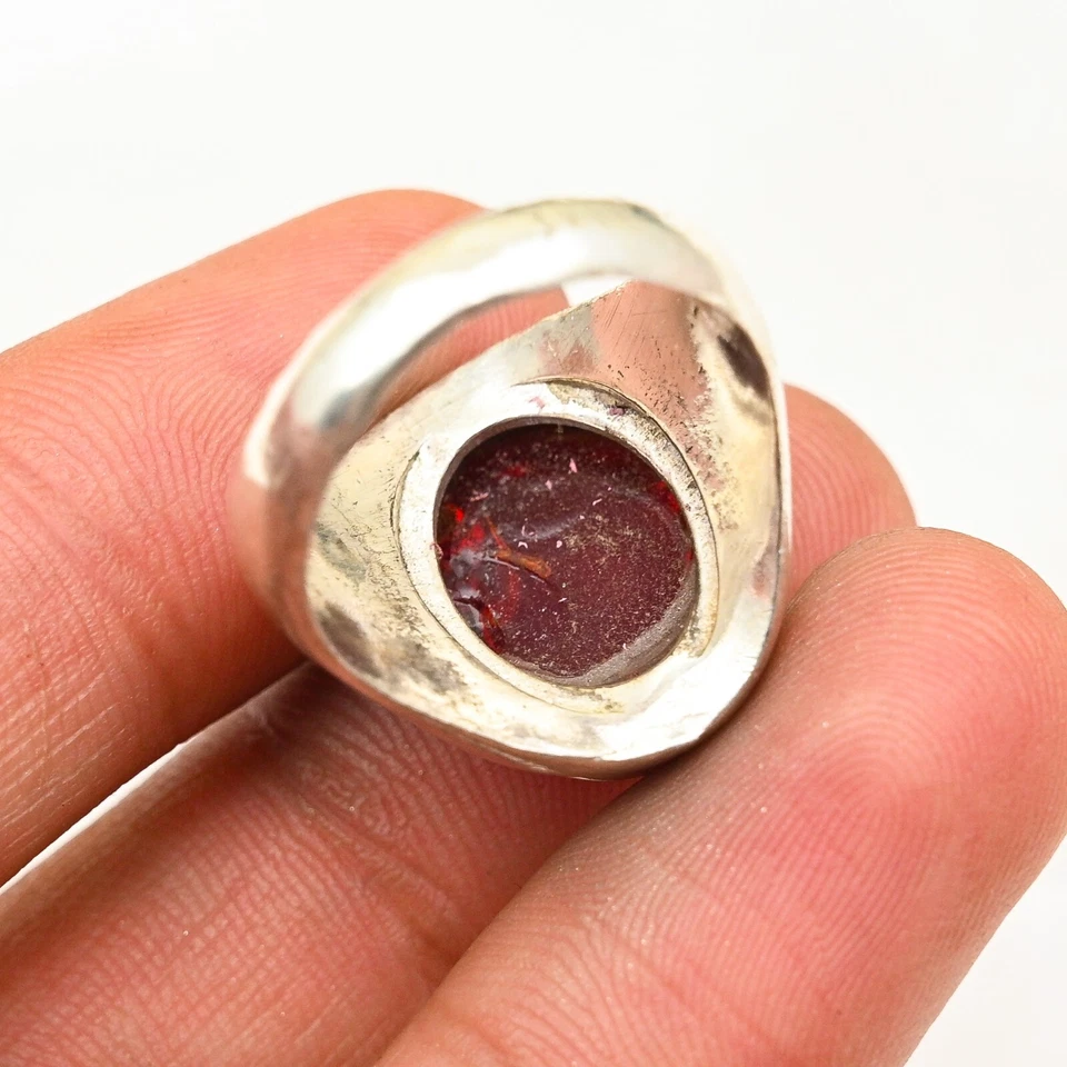 Anillo de hombre granate sólido de plata de ley 925 anillo popular todas las tallas M783 Foto 3 de 4