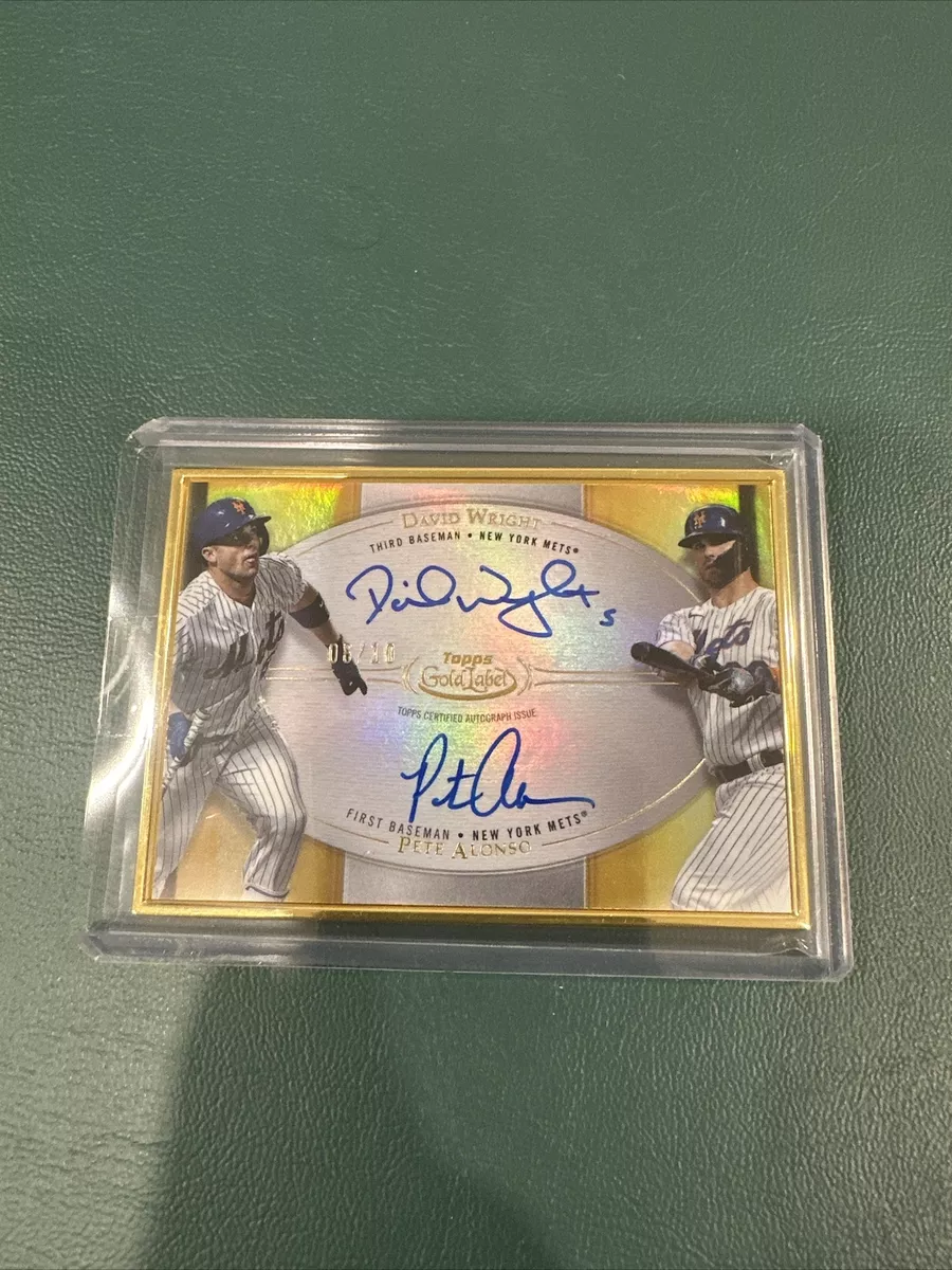 DAVID WRIGHT/PETE ALONSO 2022 TOPPS GOLD LABEL GOLD FRAMED DUAL AUTO! 6/10! SSP!