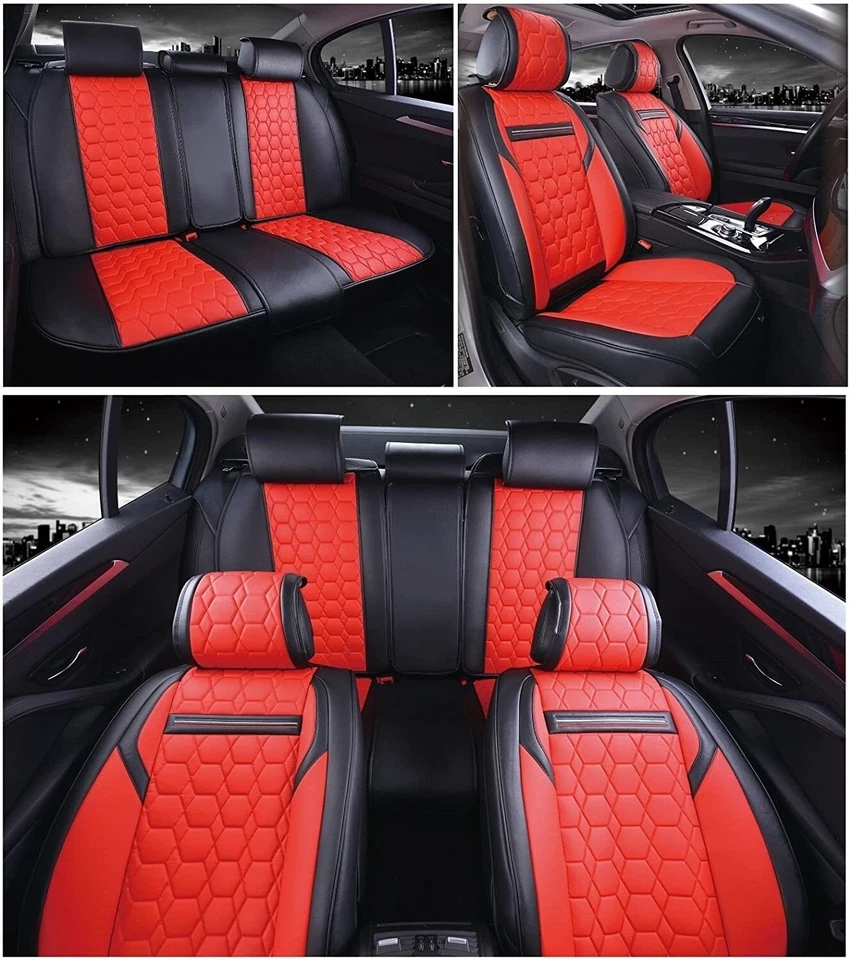 Deluxe Red Black PU Leather Full Set Seat Covers Padded For Peugeot 207 307 508 Foto 2 de 4