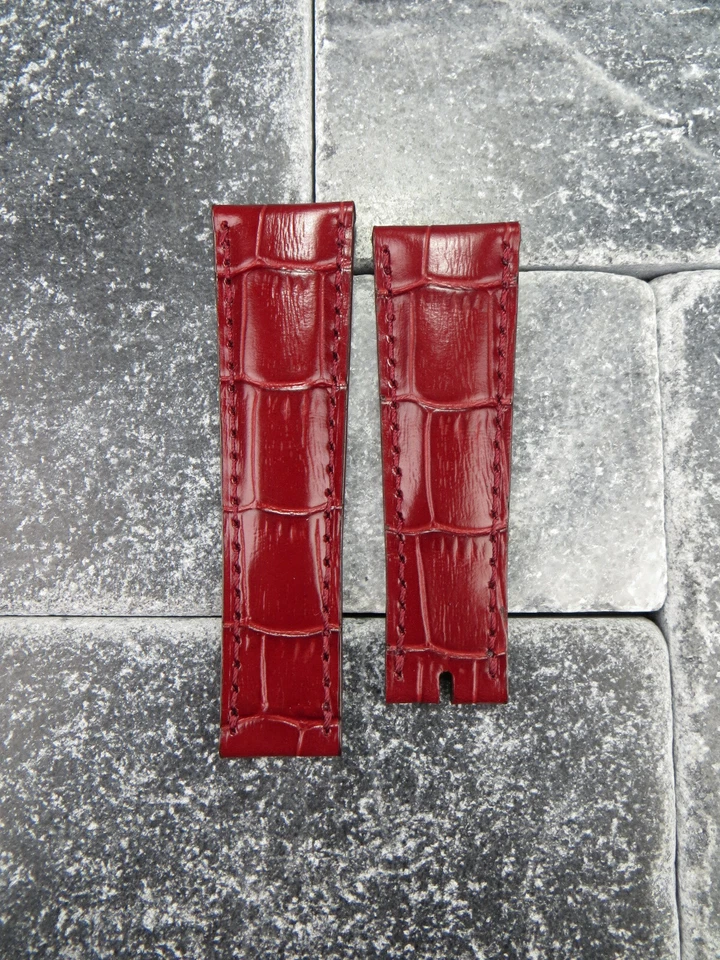 20mm Leather Strap White Red Orange Blue Watch Band Rolex Daytona Regular x1 O - Image 3 of 4