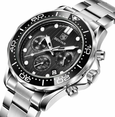 Benyar 5164 Mens Quartz Sports Chronograph Black Dial