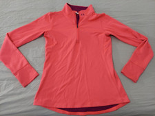 Womens Under Armour Half Zip Sweater M Medium Orange Athletic Gym Workout