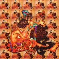 MELTING TOGETHER Love BLOTTER ART perforated paper sheet psychedelic art