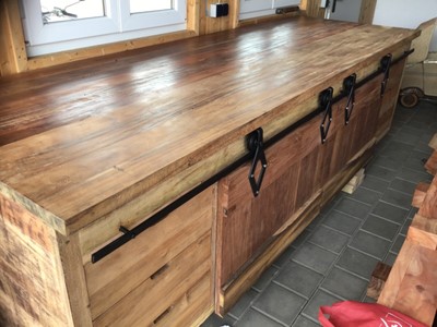 Küchen Insel massiv Teakholz kochinsel Antik 3 m x 1m x 85cm