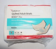 Cardinal Health Quilted Adult Briefs size Medium Wing Plus Heavy Absorbency 12ct