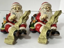 Santa Stocking Holder Making His List 5” Resin Hangers Set Of 2