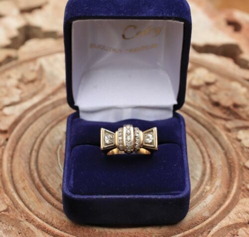 Bague Or 18 Carats - Style Tank Avec Diamants 0,61 Carat - 22,12 G Taille 53
