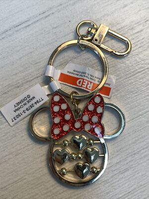Disney Parks Minnie Mouse Abacus Style Sliding Spinning Fidget Keychain RED NWT