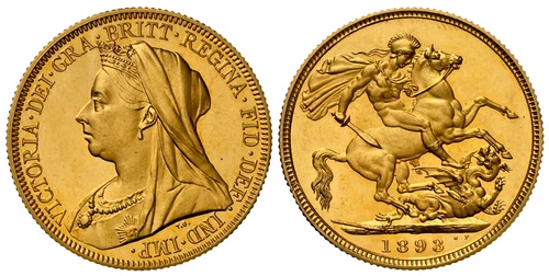 GREAT BRITAIN Victoria 1893 Sovereign. NGC PR65 Cameo St. George/dragon S-3874