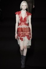 NWT Alberta Ferretti *Limited Edition* Red Lace Tiered Silk Dress US2 $2000
