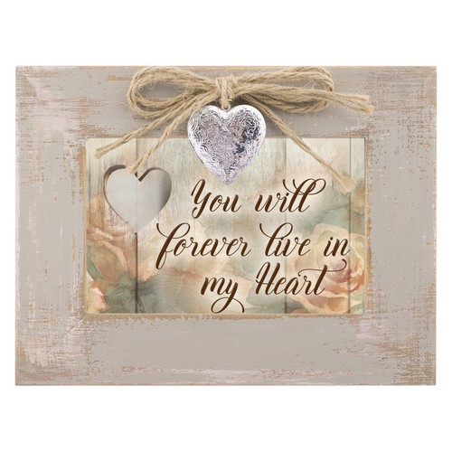 You Will Forever Live In Heart Naturalny medalion z drewna taupe - szlachetna biel - Zdjęcie 2 z 4