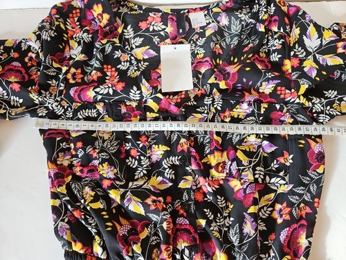 H&M Floral 3/4 Sleeve Boho Playsuit Size 8 Black Multicoloured Festival NEW BNWT - Picture 13 of 18