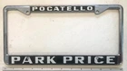 Vintage Metal "Park Price"  Dealership Pocatello Idaho License Plate Frame