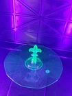#5117 Vintage Uranium Depression Glass Serving Plate Fleur De Lis Handle 12"
