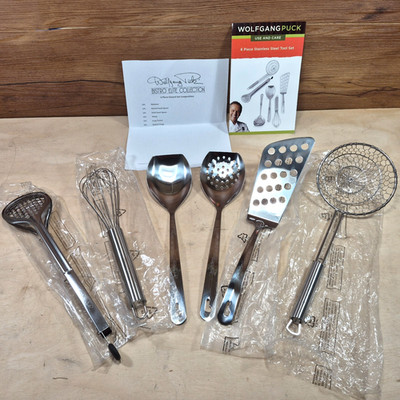 WOLFGANG PUCK NEW 6 PIECE BISTRO ELITE HEAVY STAINLESS STEEL UTENSIL SET RARE