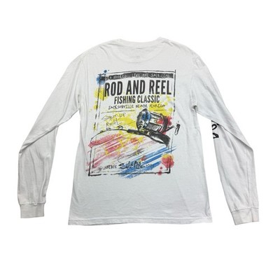Salt Life Shirt Mens Small S White Rod And Reel Fishing Classic Long Sleeve