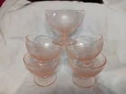 5 Depression Glass Poppy Pink Florentine Sherbet Dessert Ice Cream Bowl Cups