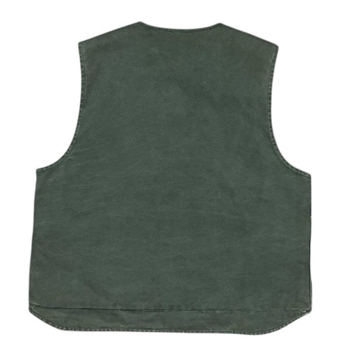 Y2K Carhartt Sandstone Duck Vest Mens 2XL Rugged Moss Green Quilted Lining V23 - Picture 3 of 6