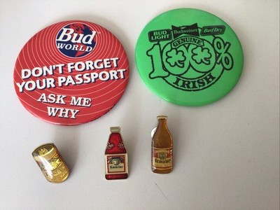 Budweiser Bier Pin Anstecker x5 Vintage Bud King Of Beers (Y28)