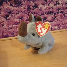 TY Beanie Babies/Baby SPIKE The Rhino 1996 Soft Toy Made In Indonesia w/tags