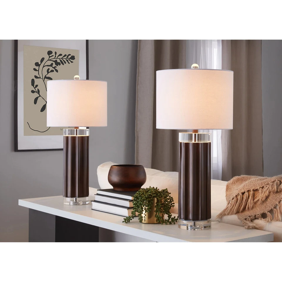 Cylinder Fluted 29.25" Polyresin Table Lamp (Set of 2) - Image 2 of 4