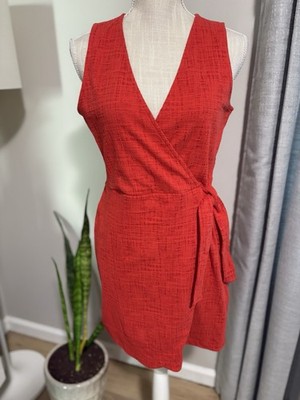 Madewell Texture & Thread Crosshatch Side-Tie Dress Burnt Orange Size Small
